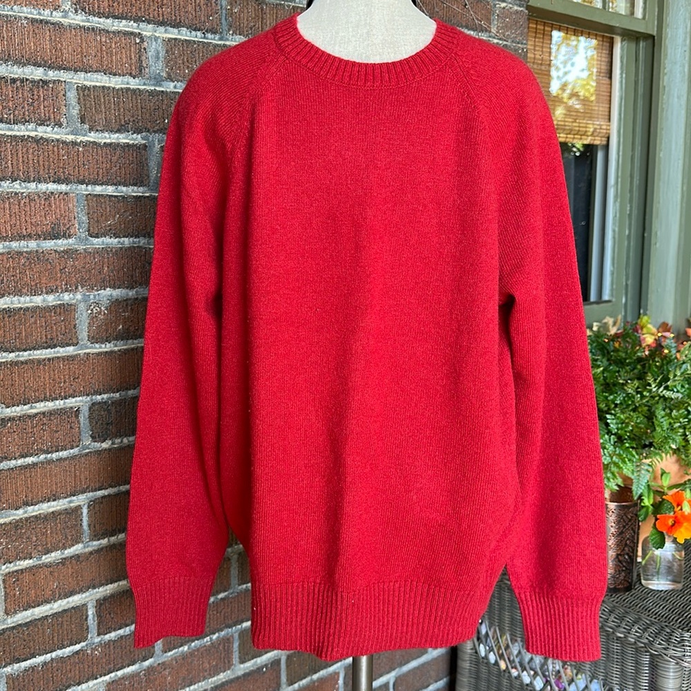 J. Crew Factory barn red wool blend crewneck pullover sweater. Sz Large